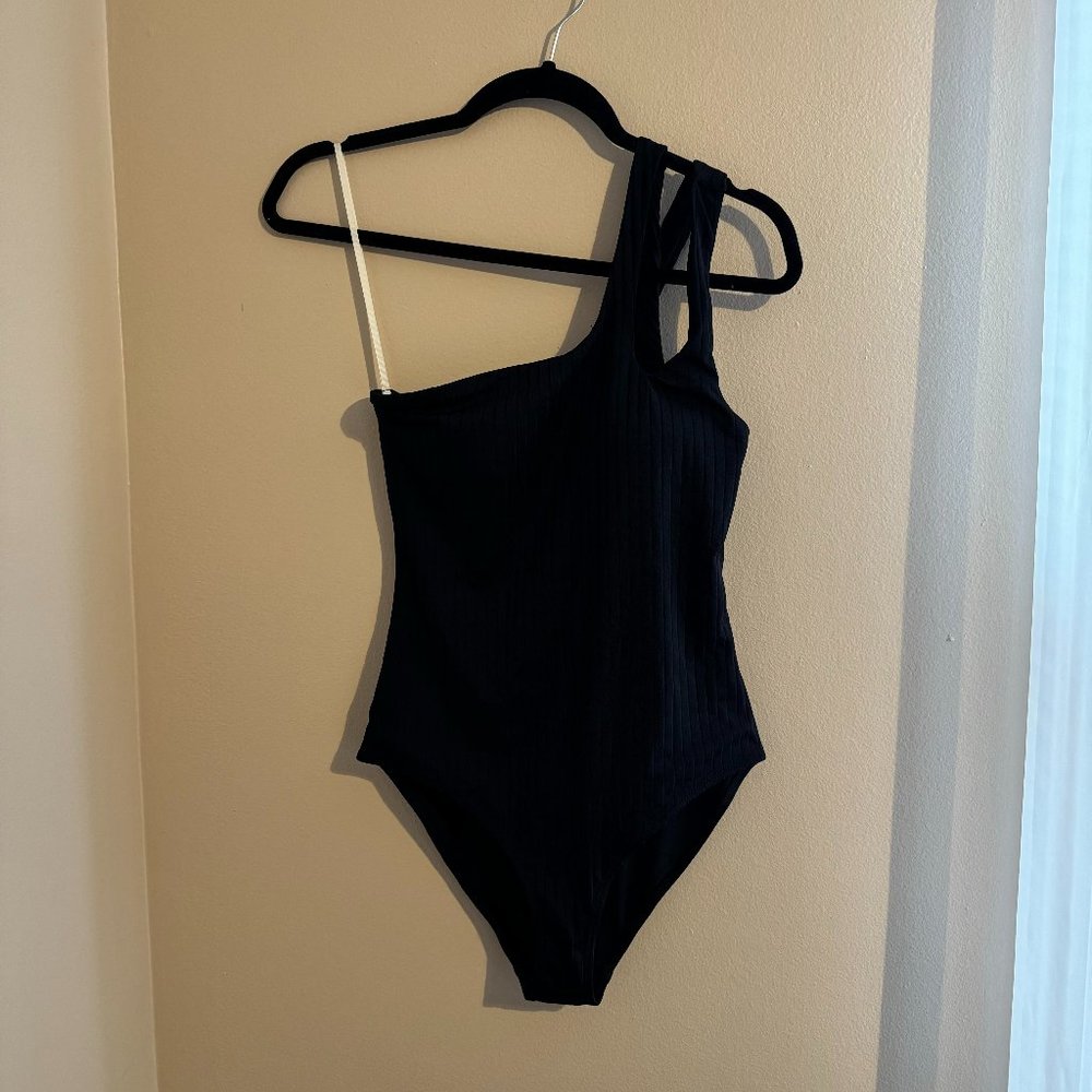 Aerie One Strap One Piece Black Swimsuit